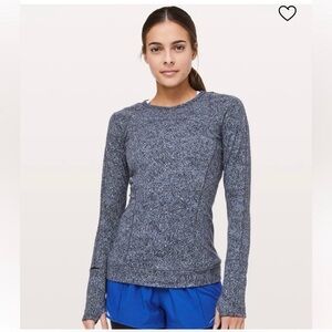 Lululemon Cypress Kiss Long Sleeve Heathered Blue / Black Size 8
